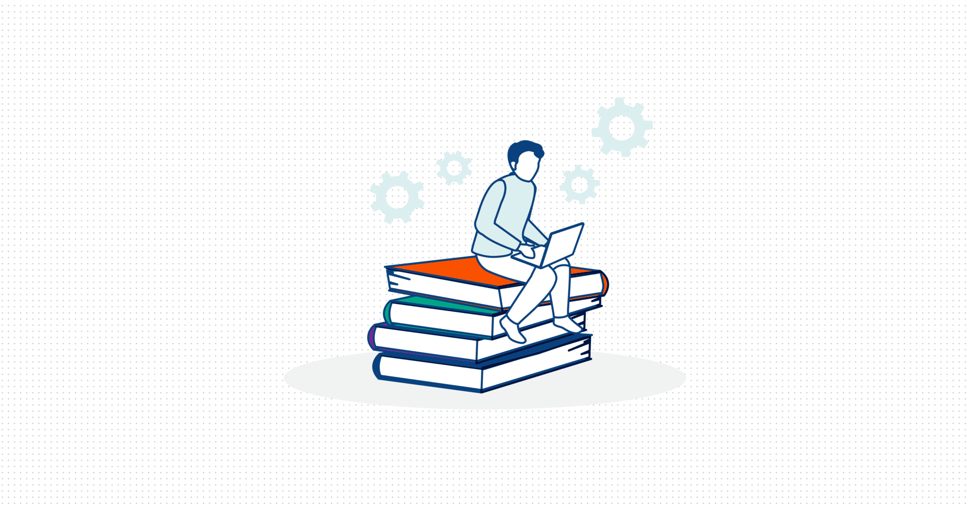 Vector graphic of a person sitting on a pile of books